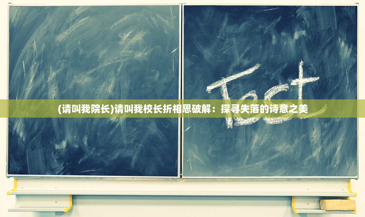 (请叫我院长)请叫我校长折相思破解：探寻失落的诗意之美